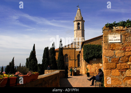 Liebe Street Pienza Val d' Orcia Toskana Italien Stockfoto