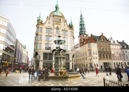 Der berühmten Fußgängerzone in Kopenhagen Dänemark Stockfoto