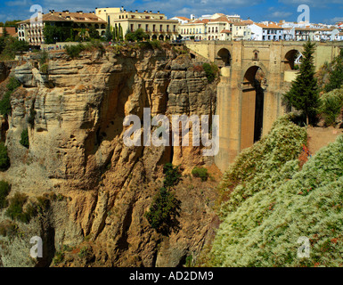 El Tajo-Schlucht und der Parador-Hotel Stockfoto