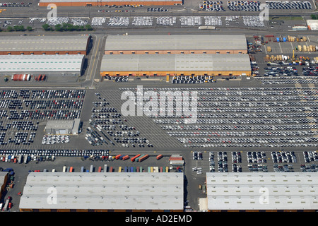 Luftbild des neuen Autos parkten im Hafen von Newark, New Jersey, Vereinigte Staaten von Amerika Stockfoto