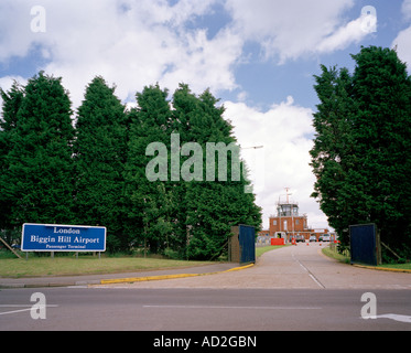 Eingang zum Biggin Hill Airport, Bromley, Kent, London, England, Vereinigtes Königreich. Stockfoto