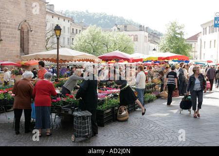 Markttag in Cahors in der Lot, Frankreich Stockfoto