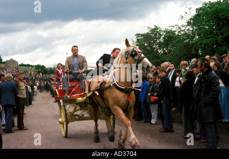 Einmal im Jahr versammeln die Zigeuner und Reisende im Vereinigten Königreich bei Appleby im Norden von England, Verkauf und Handel Pferde zu kaufen. Stockfoto