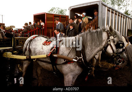 Einmal im Jahr versammeln Zigeuner und Reisende bei Appleby Nord England zu verkaufen Handel Pferde zu kaufen. Stockfoto