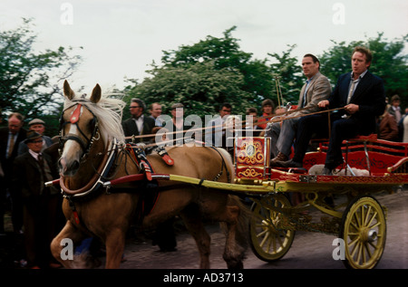 Einmal im Jahr versammeln Zigeuner und Reisende bei Appleby Nord England zu verkaufen Handel Pferde zu kaufen. Stockfoto