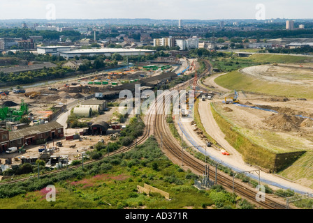 Stratford, East London Olympic Games Park 2000s UK. Vom Lunn Point Turmblock aus in Richtung Norden. 2007 England. HOMER SYKES Stockfoto