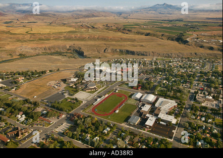 Luftaufnahme der Stadt Cody, Wyoming, USA. Stockfoto