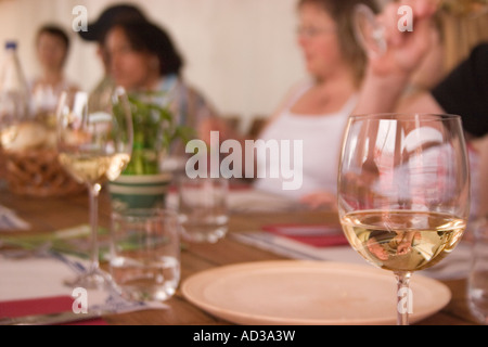 Wein zu trinken in der Region Goriska Brda Hills Wein Westen Sloweniens, nahe der italienischen Grenze. Stockfoto