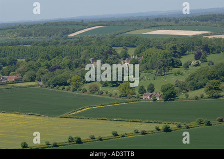 Die Aussicht von der berühmten Kaninchenbau Website Watership Down in Hampshire Stockfoto