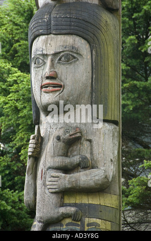 Detail, Totempfahl, Juneau, Alaska Stockfoto