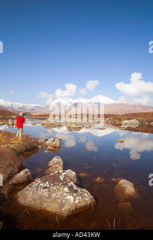 Man Na h Achlaise Rannoch Moor und den Hügeln des schwarzen Berges fotografiert aus der A82 südöstlich von Glen Coe Stockfoto