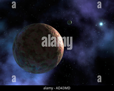 Einen neu entdeckten Planeten-ähnliches Objekt, genannt Sedna, wird gezeigt, wo es sich befindet, an den Außenkanten des bekannten Sonnensystems Stockfoto