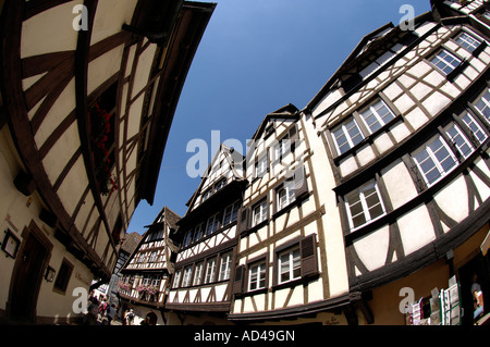 Mittelalterliche Fachwerkhäuser in Straßburg, Elsass, Frankreich Stockfoto
