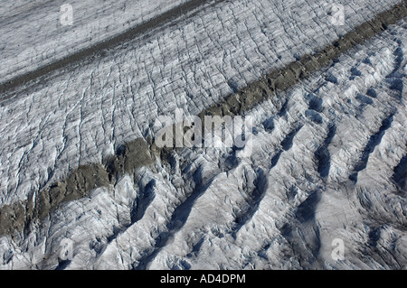 Gletscher-Sprung von den großen Aletschgletscher, Goms, Wallis, Schweiz Stockfoto