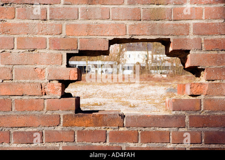 Ein Loch in einer Mauer Stockfoto