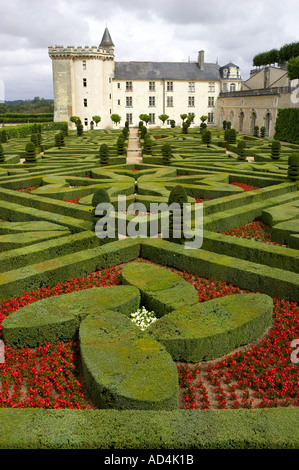 Formale Gärten am Chateau de Villandry Loire-Tal Frankreich Stockfoto