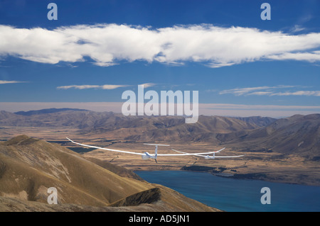 Segelflugzeuge und Lake Ohau Mackenzie Country Süd-Insel Neuseeland Stockfoto