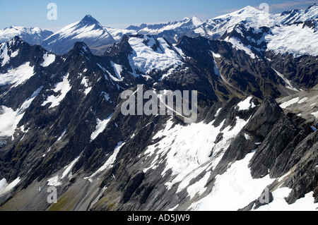 Segelflugzeuge und Bergrücken oberhalb Huxley River North Branch Südalpen Südinsel Neuseeland Stockfoto