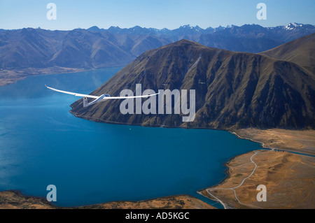 Segelflugzeuge Lake Ohau und Ben Ohau Mackenzie Country Südinsel Neuseeland Stockfoto