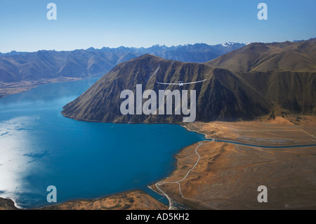 Segelflugzeuge Lake Ohau und Ben Ohau Mackenzie Country Südinsel Neuseeland Stockfoto