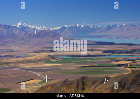 Segelflugzeuge racing und Aoraki Mt Cook Mackenzie Country Südinsel Neuseeland Stockfoto