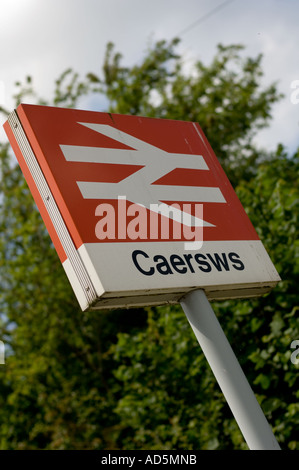 Caersws Railway Station Zeichen, Powys Mitte Wales UK Stockfoto