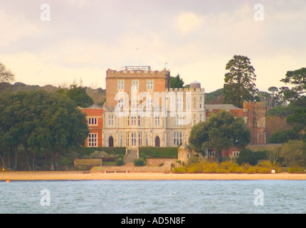 Branksea Castle Brownsea Island von Sandbänken Poole Branksea Castle Brownsea Island von Sandbänken Poole Dorset historische Stockfoto