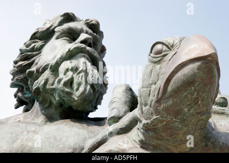 Virginia Beach, 31st Street Park, King Neptune Statue, Meeresschildkröte, VA070611029 Stockfoto