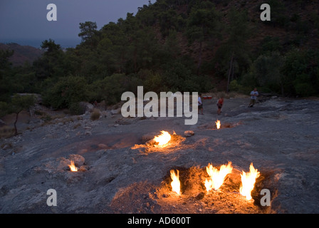 Ewigen Flammen von Olympos, Cirali Türkei. Stockfoto