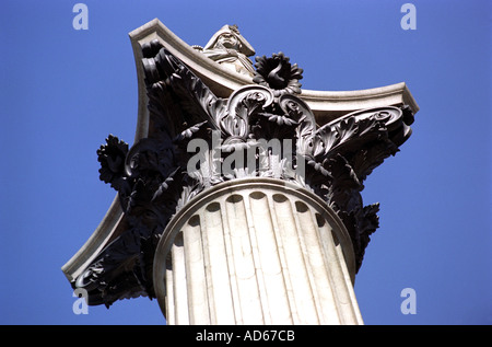 Die Nelsonsäule in Trafalgar Square London Großbritannien Großbritannien Stockfoto