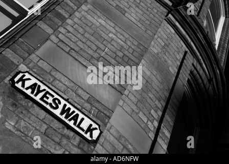 Bild von Kayes Walk Straße unterzeichnen im Bereich Lace Market von Nottingham England Stockfoto