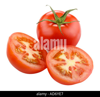 TOMATE SCHNEIDEN Stockfoto