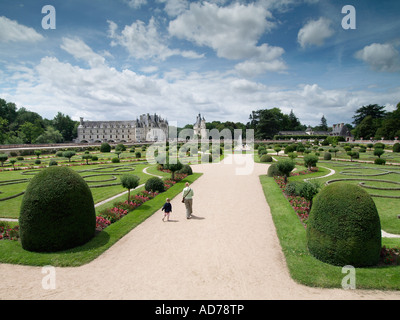 Der Garten von Diane de Poitiers auf Chenonceau Schloss Schloss Loire-Tal Frankreich Europa Stockfoto