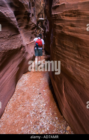 Wanderer aus Sandstein Slot Canyon Buckskin Gulch Paria Canyon-Vermilion Cliffs Wilderness Utah Stockfoto