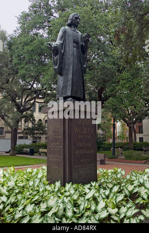 Statue von John Wesley im Reynolds Square Savannah Georgia USA Stockfoto