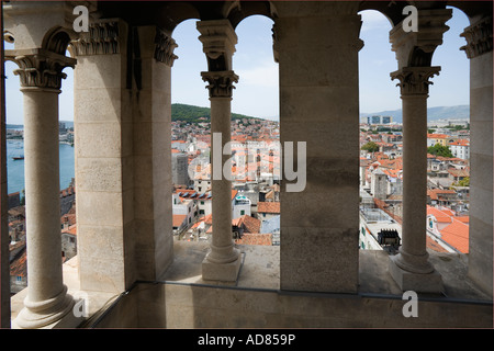 Blick über Split in Kroatien aus dem Glockenturm der Kathedrale St. dominus Stockfoto