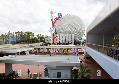 Eingang zum Epcot Center Monorail-Plattform Stockfoto