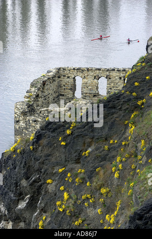 alte Burgruine in Vyshrad in der Nähe von Prag Schädel crewing auf dem Vlatva Fluss in Tschechien Vlatva Fluss Vyshrad Schädel Meer Stockfoto