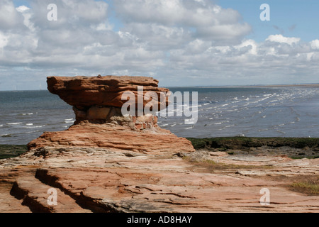 Einem Felsvorsprung am nördlichen Ende der Hilbre Insel in der Mündung des Dee. Stockfoto