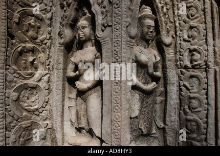 Apsara Statuen im Tempel Preah Khan, Angkor. Stockfoto