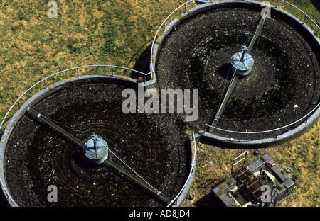 Abwasser-Behandlung-Pflanze, North Wales, UK Stockfoto
