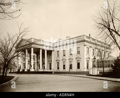 Das Weiße Haus in Washington DC 1890. Photogravure Stockfoto