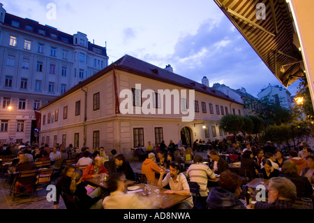 Wien, Spittelberg, Restaurant Amerlingbeisl, Lux, Plutzerbraeu Stockfoto