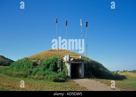 Earth Lodge Replik an auf A Slant Dorf Fort Abraham Lincoln State Park Mandan North Dakota Stockfoto