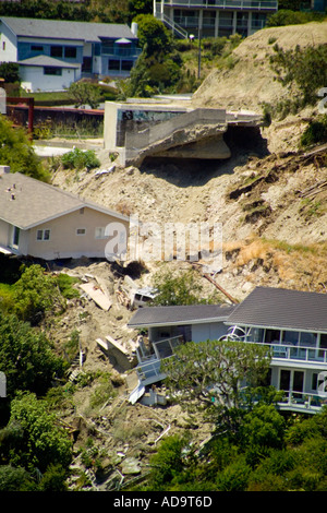 Häuser beschädigt durch einen Erdrutsch im Bluebird Canyon Laguna Beach Kalifornien in 2005 A ähnlicher Vorfall im Jahr 1978 verursacht auch extens Stockfoto