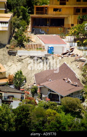 Häuser beschädigt durch einen Erdrutsch im Bluebird Canyon Laguna Beach Kalifornien in 2005 A ähnlicher Vorfall im Jahr 1978 verursacht auch extens Stockfoto