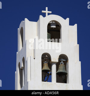 Glockenturm des Mitropolis Ypapanti, Griechenland, Santorin, Thira Stockfoto