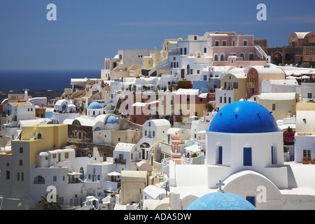 Blick auf alte Oia, Oia, Santorin, Griechenland Stockfoto