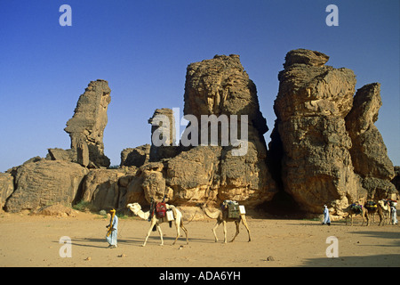 Touareg Wohnwagen im Tassili N'Ajjer nahe der Stadt Djanet, Algerien Stockfoto