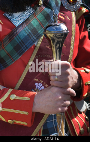 Schottischen Highland Games - Schotte Bandleader oder Kapellmeister Ballater spielen bei Aboyne Braemar Balmoral Highland Games Stockfoto